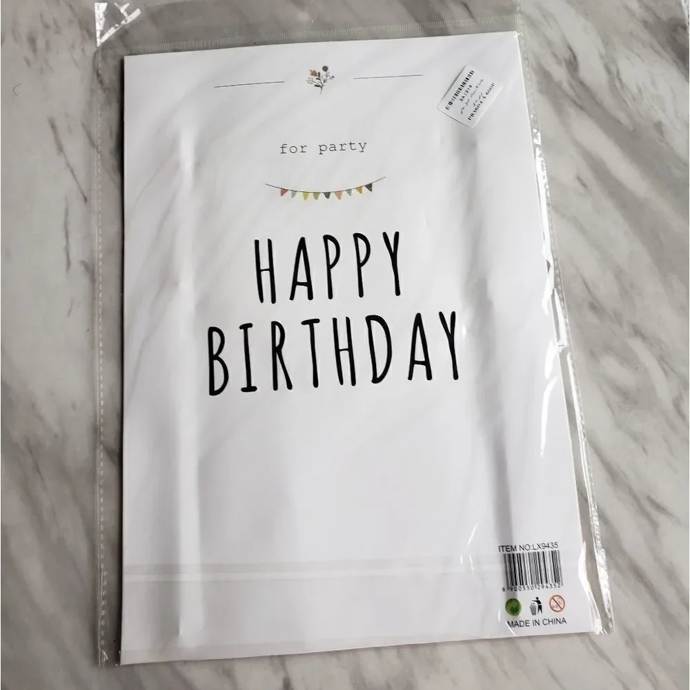 Happy Birthday Black Gold Large Cake Topper Banner NWT